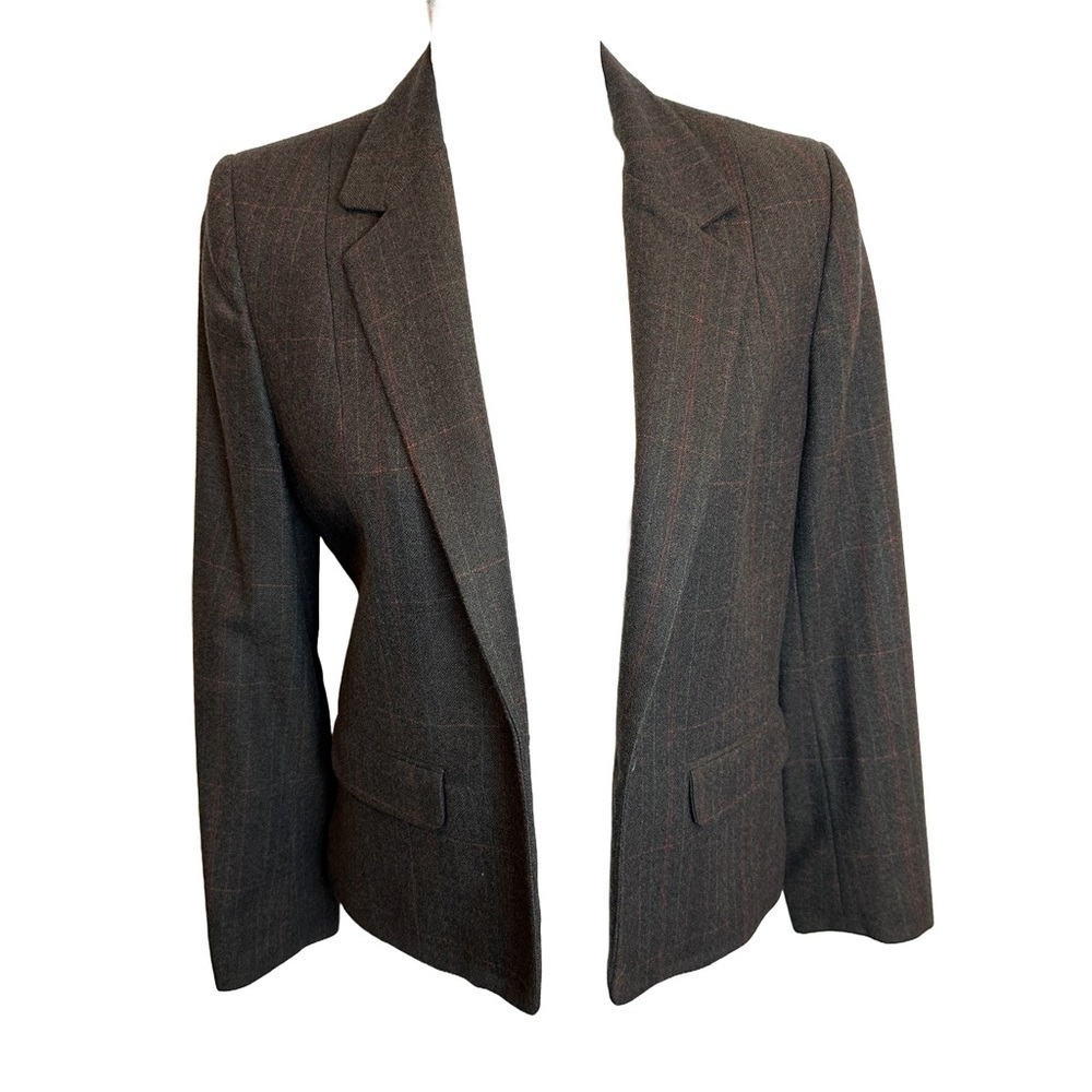 Vintage Wool Plaid Gray Blazer by David Brooks 12